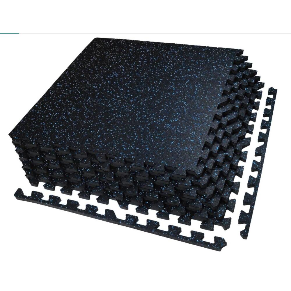 24 Sq Ft Interlocking Rubber Gym Flooring Mats 6 Tiles